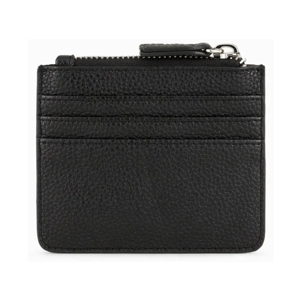 Armani Exchange Platte kaarthouder met rits voor dames en heren Black Heren