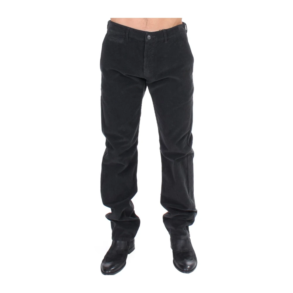 Gianfranco Ferré Elegante Zwarte Katoenen Ribfluwelen Broek Black Heren