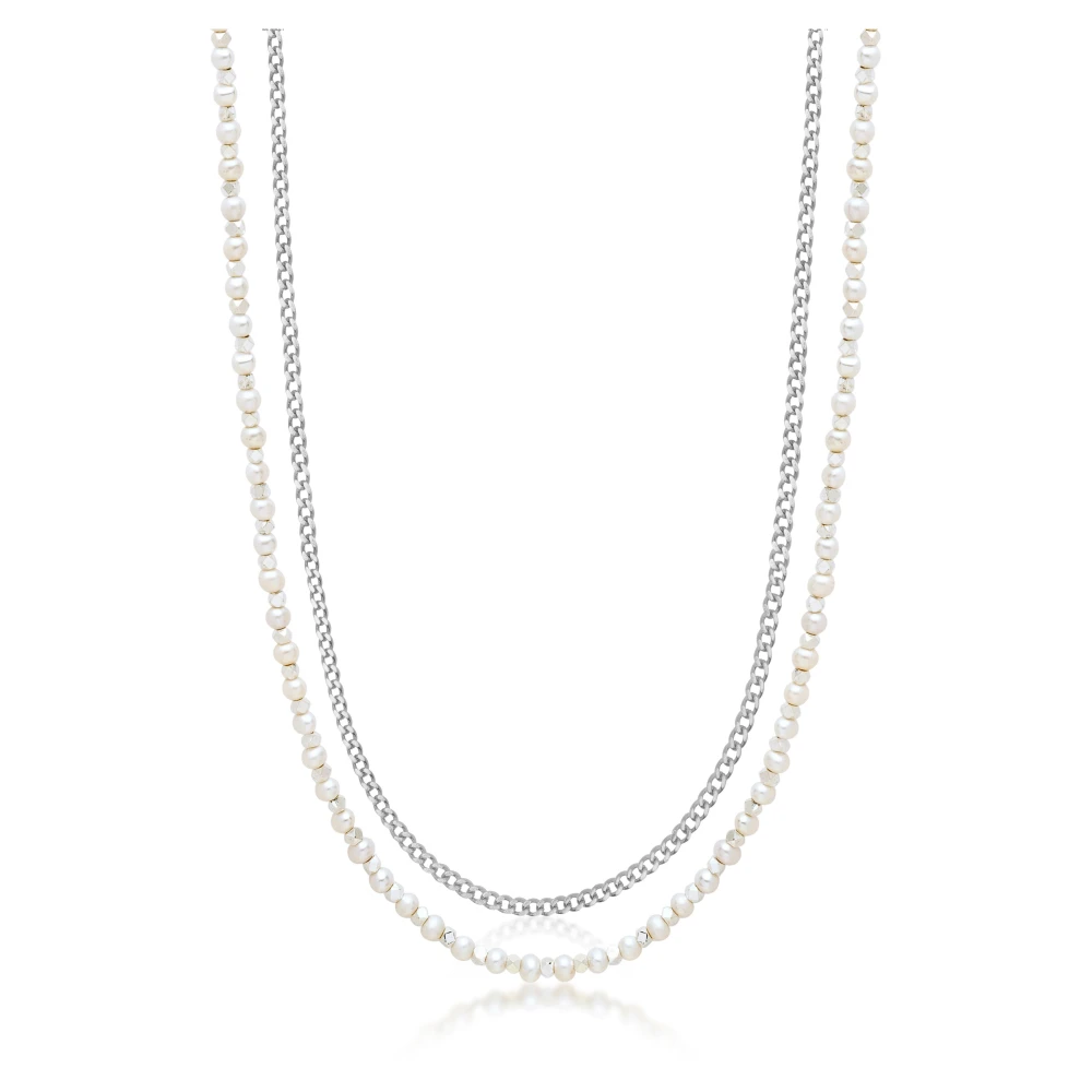 Lagdelt Cuban Link Chain Pearl Necklace