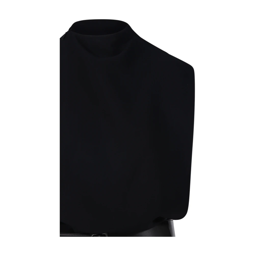 Alaïa Zwarte Jurk met Riem en Lange Mouwen Black Dames