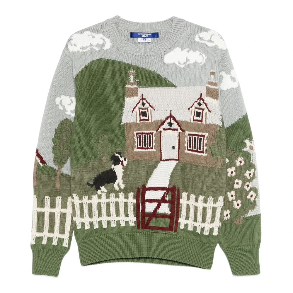 Junya Watanabe Multicolor Round-Neck Knitwear, Male, M, Embroidered Crewneck Jumper