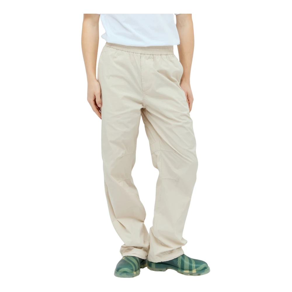 Burberry Men's Beige Cotton Blend Elasticated Waistband Trousers - Wide Trousers - M - Trousers