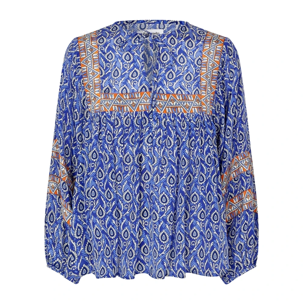 Lollys Laundry Women's Blue Feminine Blouse With Flounce Detail - Blouses - M - Blouses & Shirts