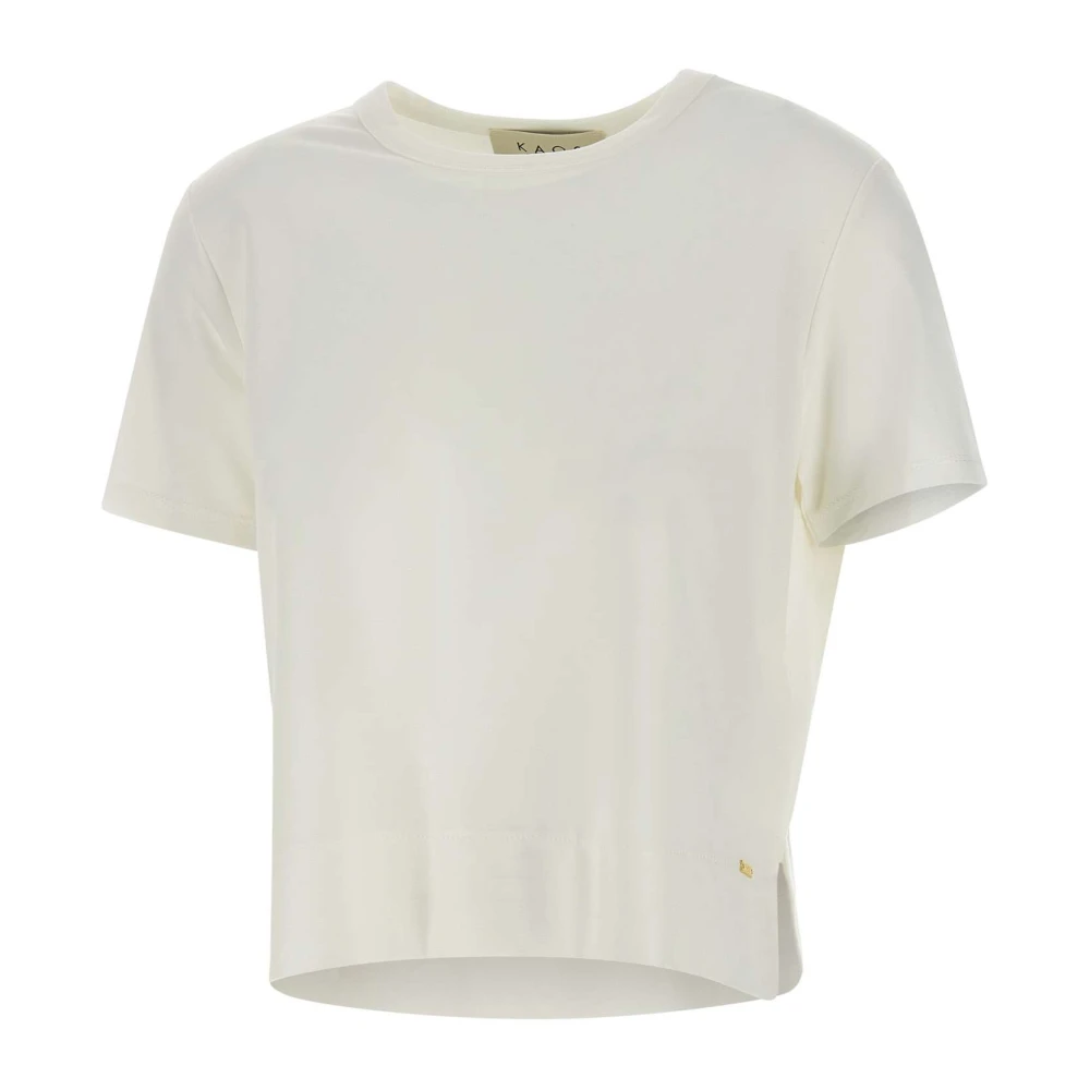 Kaos Wit T-shirt met Gouden Logo White Dames