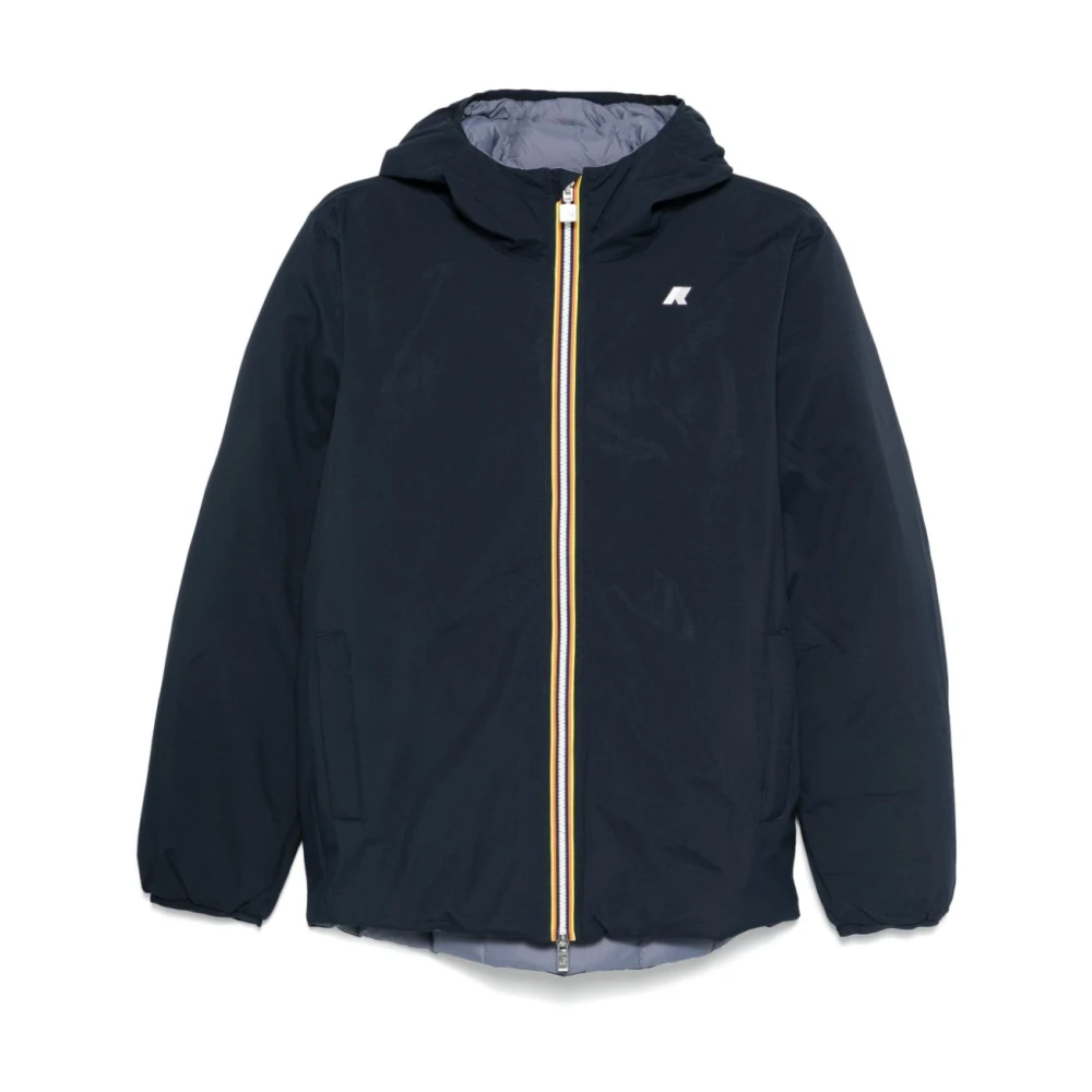 K-way Blauwe Gewatteerde Hoodiejas Blue Heren