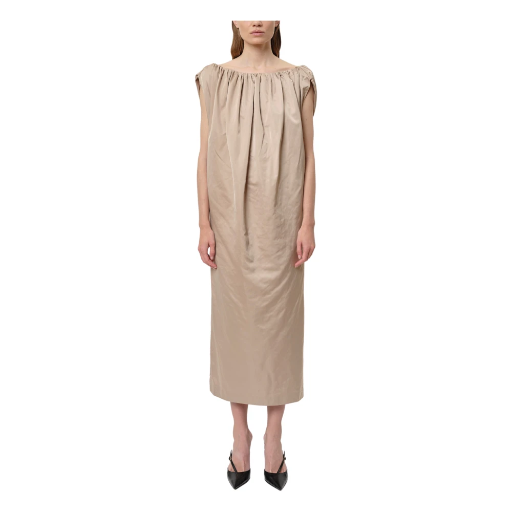 Birgitte Herskind Beige Midi Dresses, Female, L, Veronika Sand Dress Effortless Elegance