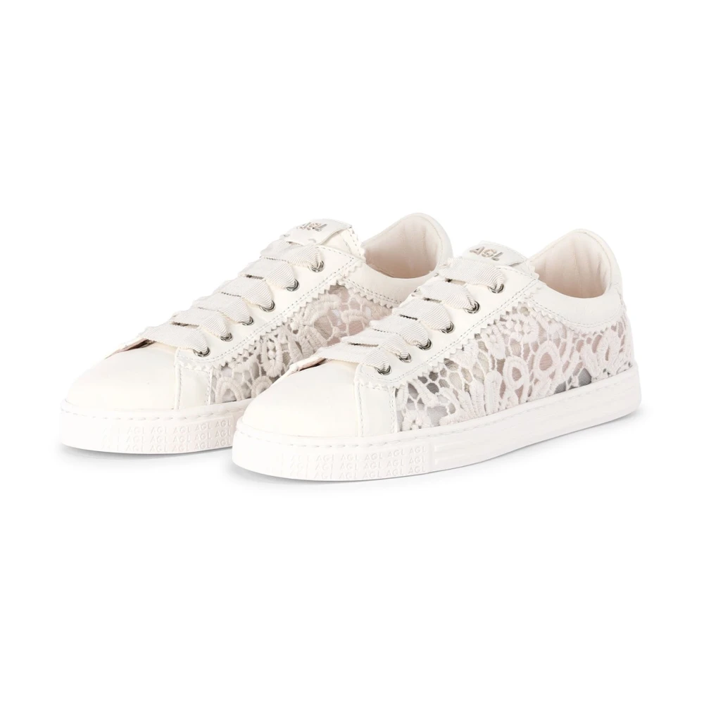 AGL Transparante kanten sneakers met brede banden Dames Schoenen Wit
