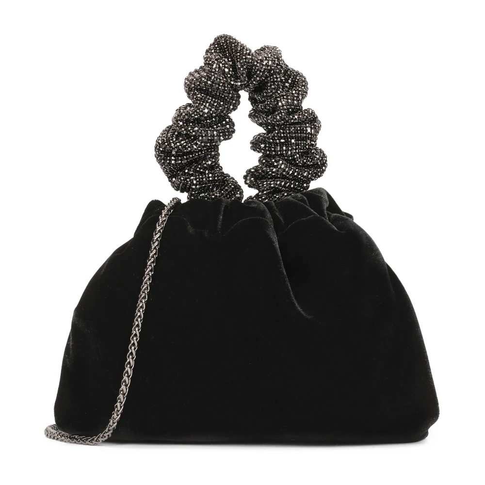 Kazar Zwarte stoffen handtas met versierd handvat Black Dames