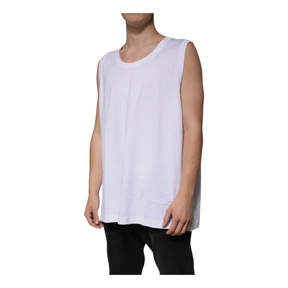 Dolce & Gabbana Witte Katoenen Tanktop White Heren