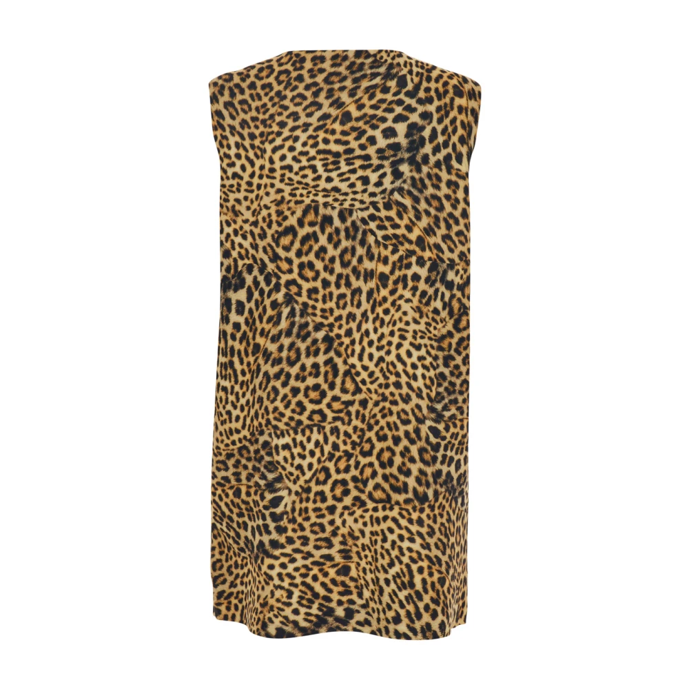 Norma Kamali Luipaardprint Korte Tech Fabric Jurk Brown Dames