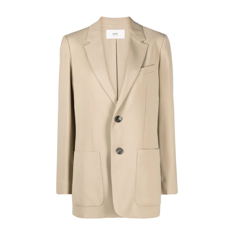 Ami Paris Single Breasted Blazer Beige Dames