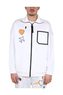 Hög hals bomullssweatshirt med dragkedja