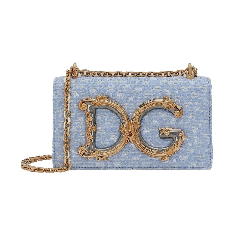 Dolce & Gabbana Leren Telefoon Tas Bouclè Blue Dames