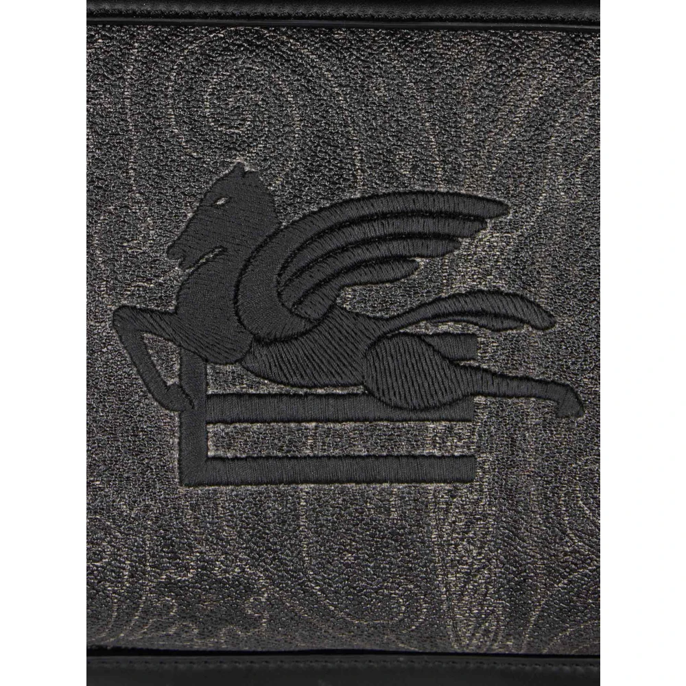 ETRO Zwarte Jacquard Rugzak met Leren Details Black Heren