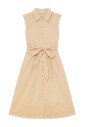 robe-chemise-midi-en-coton-beige