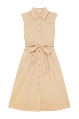 robe-chemise-midi-en-coton-beige