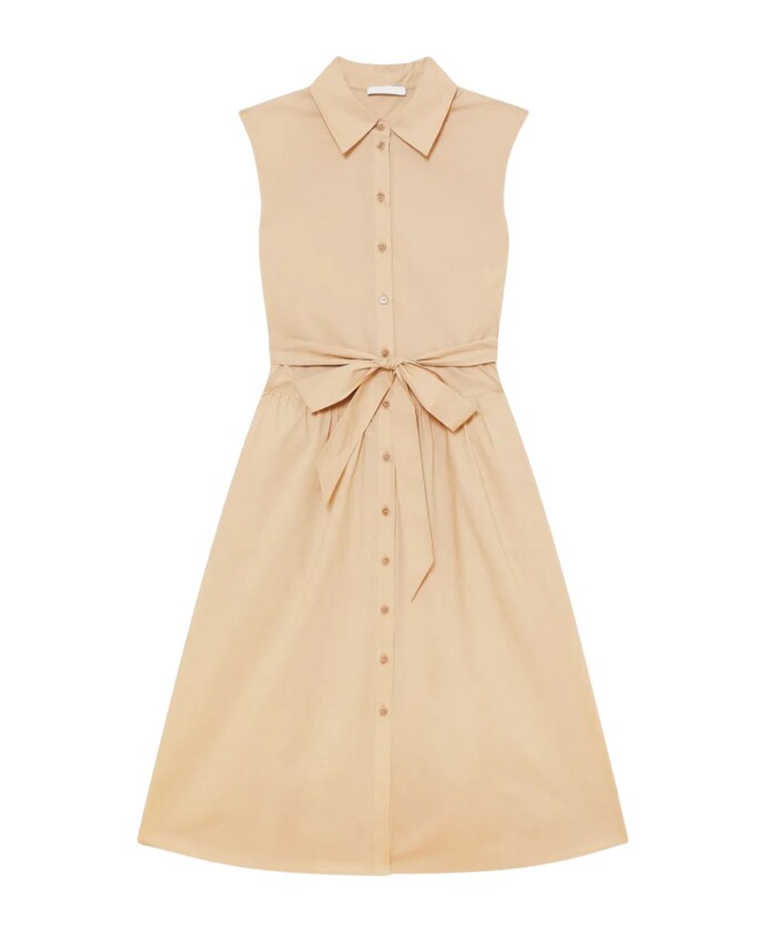 robe-chemise-midi-en-coton-beige