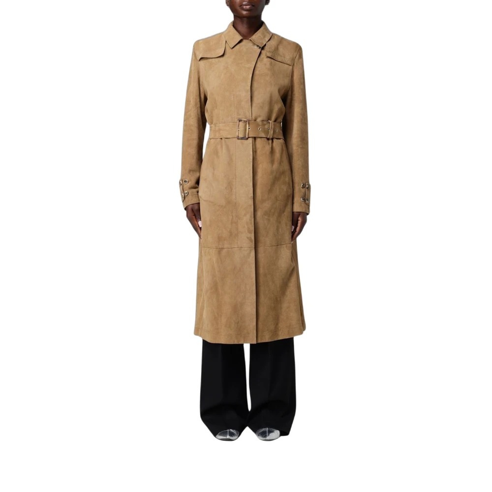 Golden Goose Women's Nude & Neutrals Waxed Treatment With Lived-In Effect Suede Trench Coat - Image 5