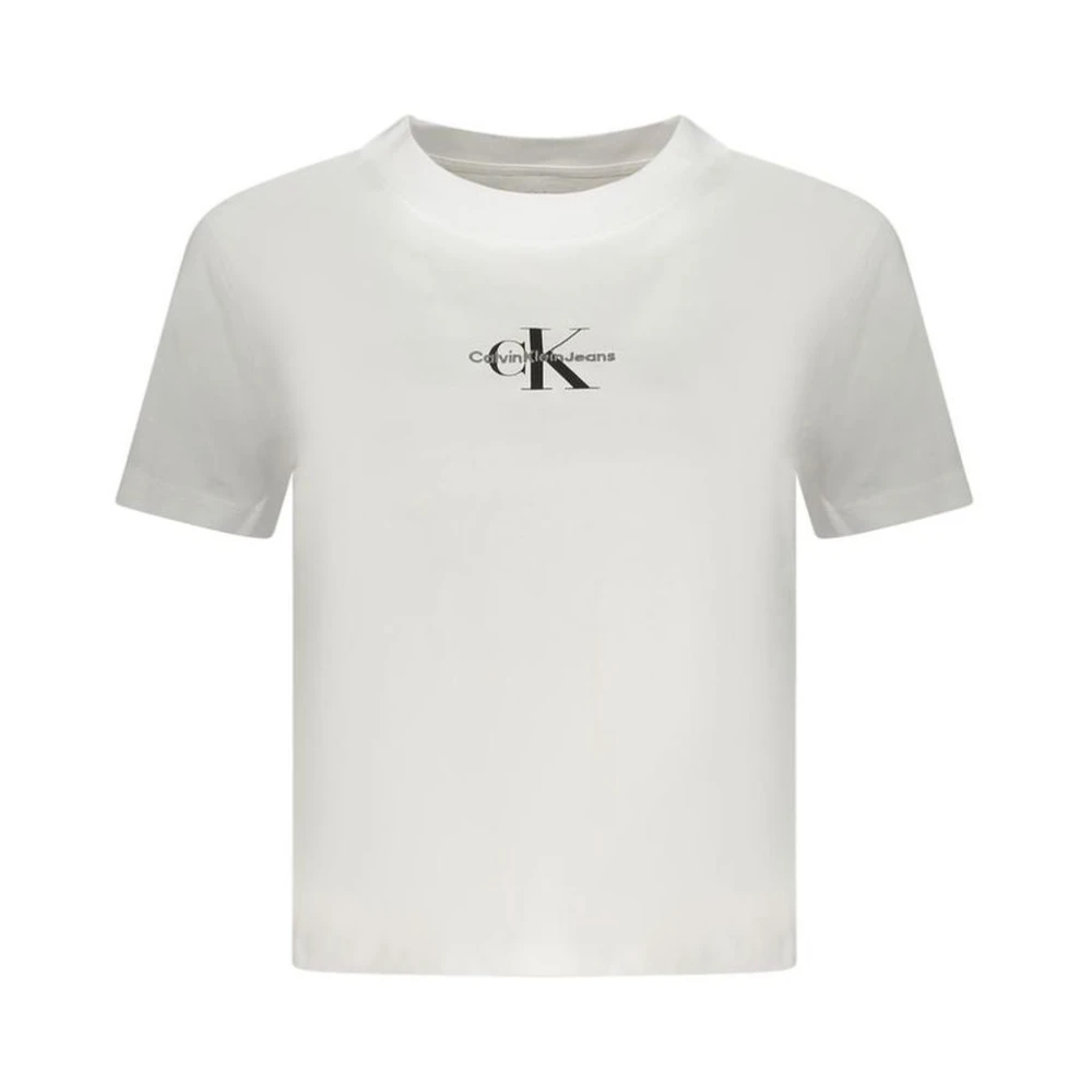 Calvin Klein Wit Katoenen Monogram T-Shirt White Dames