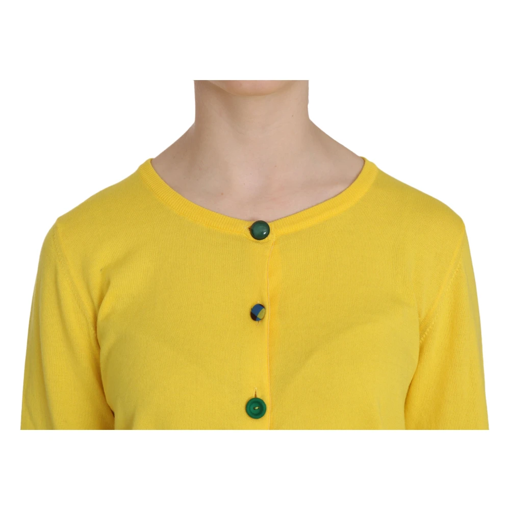Jucca Gele Katoenen Knopen Sweater Yellow Dames