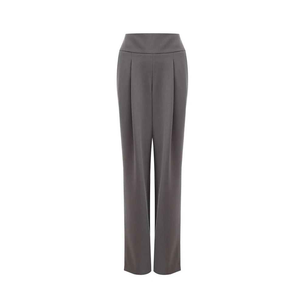 Lardini Women's Gray Straight Trousers, S, Chic Wool Trousers