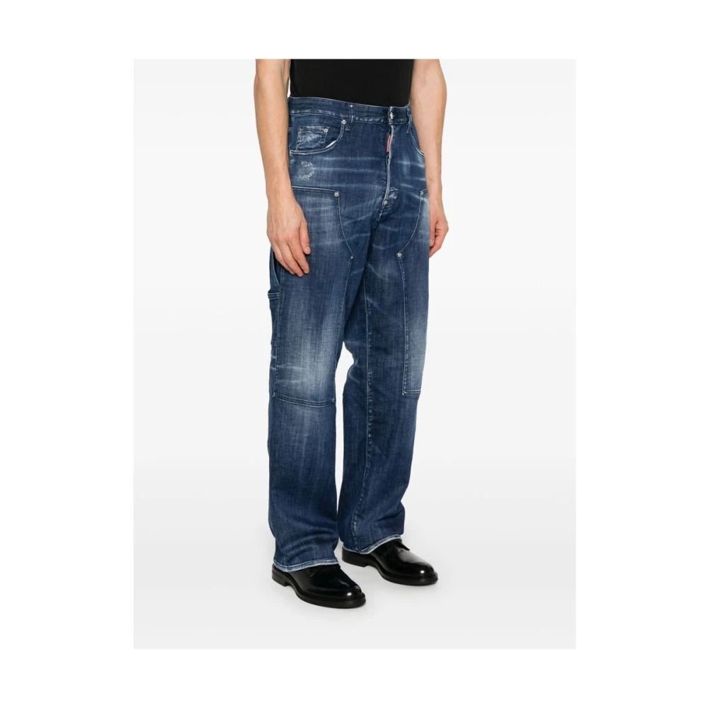 Dsquared2 Indigo Blauwe Klassieke Jeans Met Knoopsluiting Blue Heren