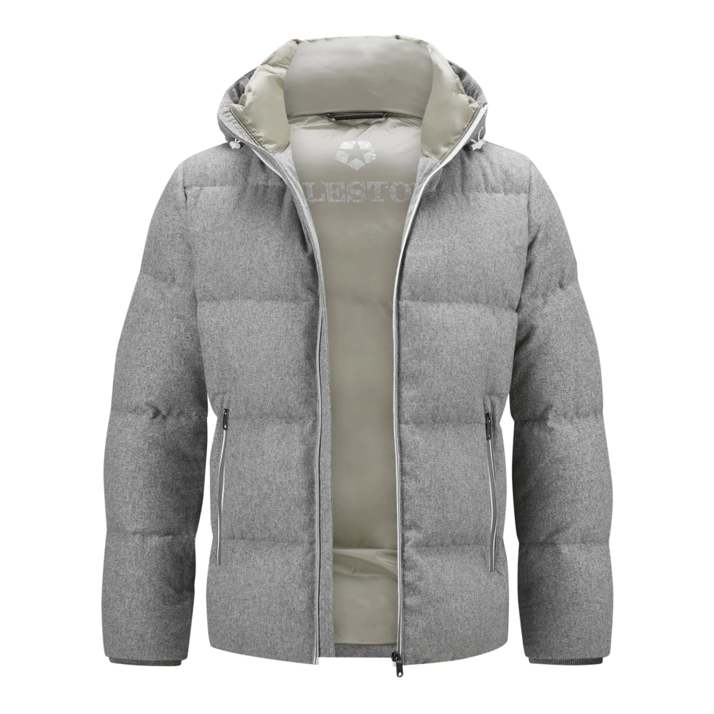 Milestone Melange Wollen Pufferjas Gray Heren