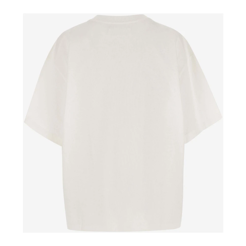 Jil Sander Katoenen T-shirt met Reliëf Logo White Dames