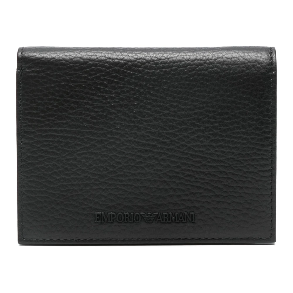 Emporio Armani Slanke leren portemonnee met RFID-bescherming Black Heren