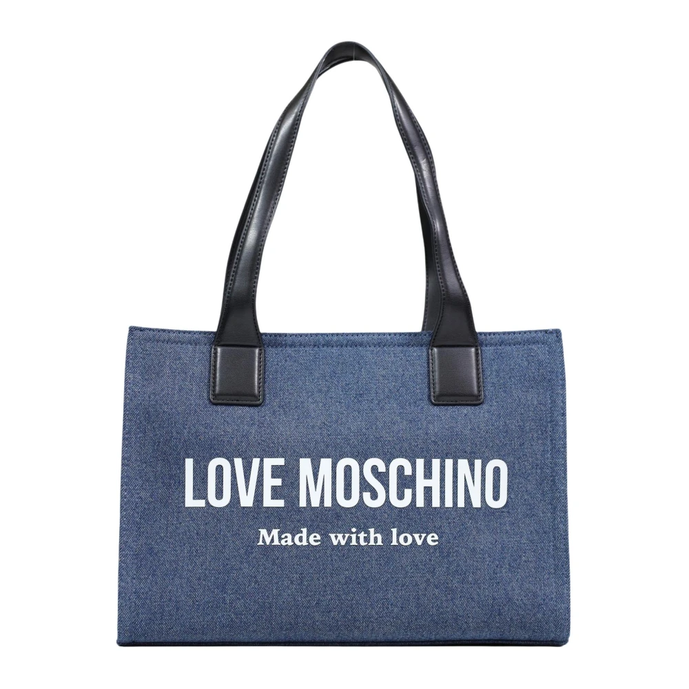 Love Moschino Women's Blue Shopping Bags, One Size, Large Tote Bag