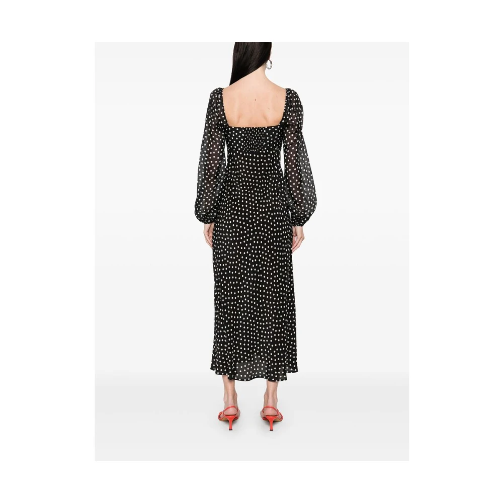 Rixo Zwarte Shirred Panel Jurk Black Dames