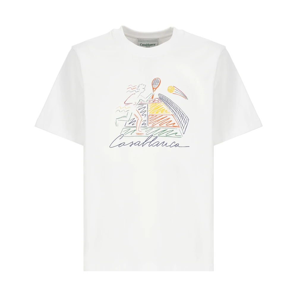 Hvit Bomull Herre T-skjorte med Logo Print