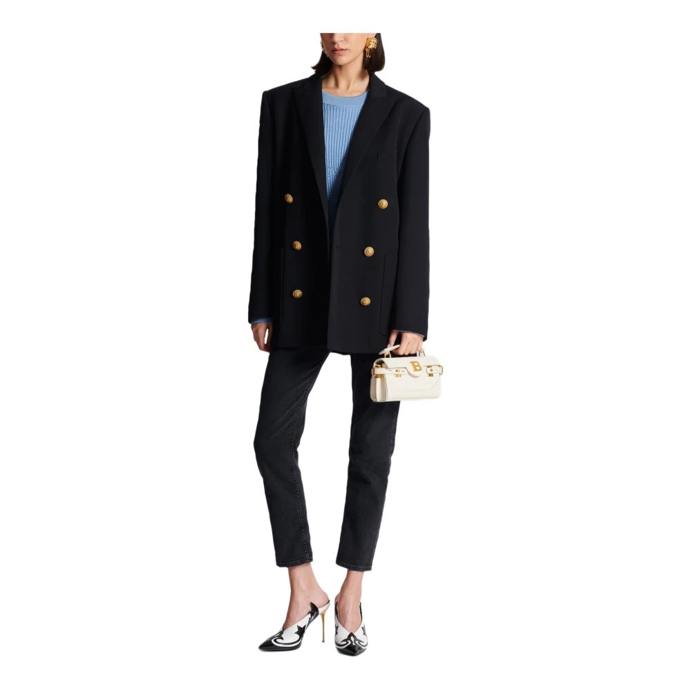 Balmain Wollen blazer met zes knopen Black Dames