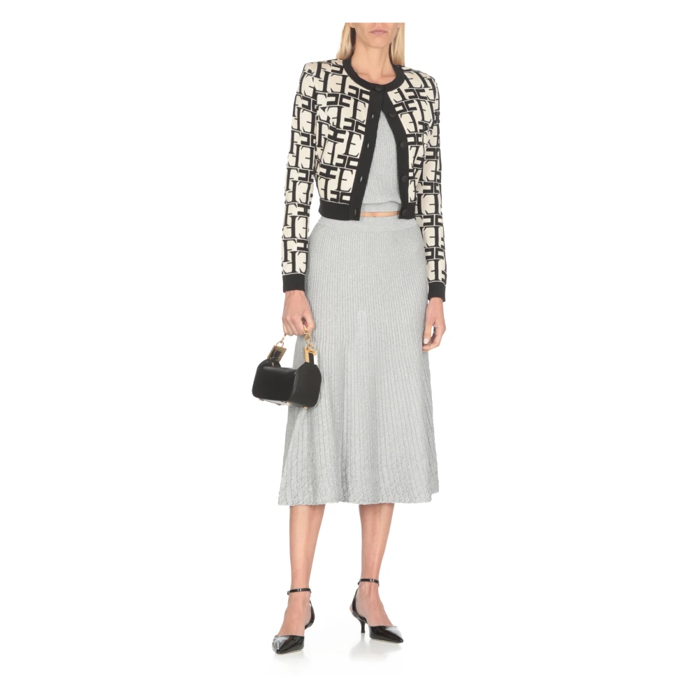 Elisabetta Franchi Grijze Lurex Flared Rok voor Vrouw Gray Dames