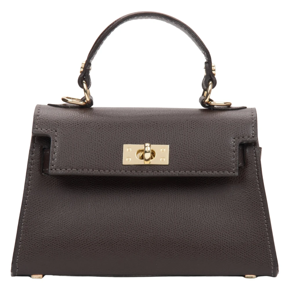 Estro Donkerbruine Satchel Handtas voor Dames gemaakt van Premium Italiaans Echt Leer Brown Dames