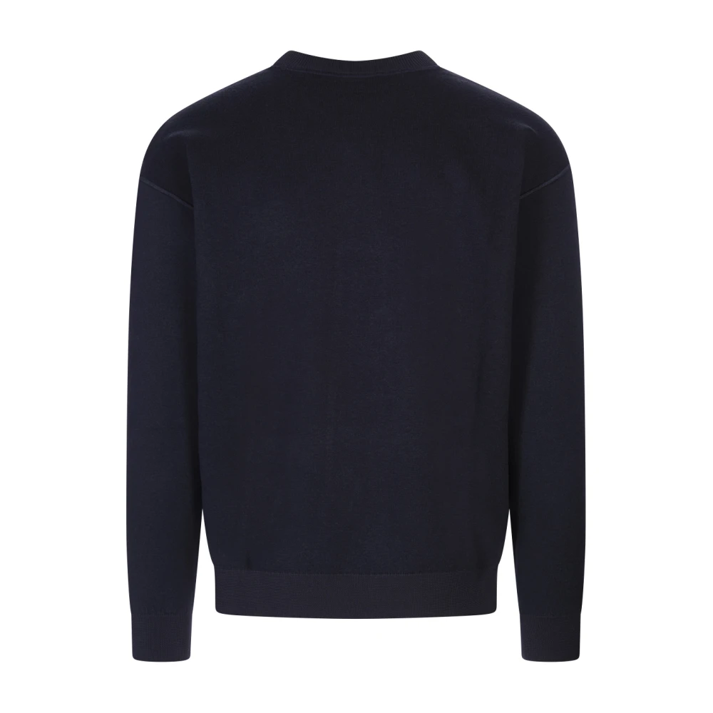 Hugo Boss Blauwe wollen trui met ronde hals Blue Heren