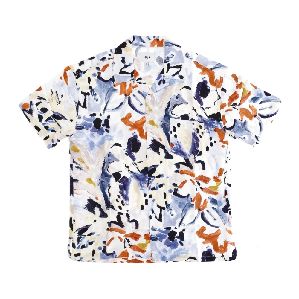 Huf Women's Multicolor Shirts, Xs, Off White Short Sleeve Woven Top