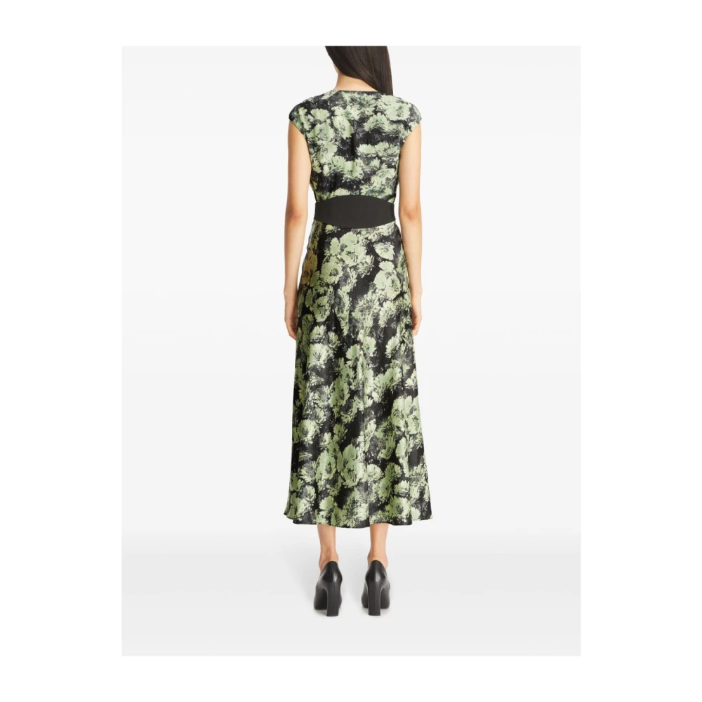 TORY BURCH Groene U-hals Jurk met Kapmouwen Multicolor Dames