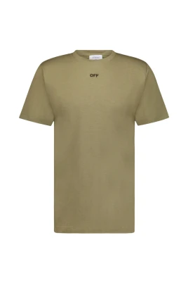 Svart Skrift Beige Slim Fit T-shirt