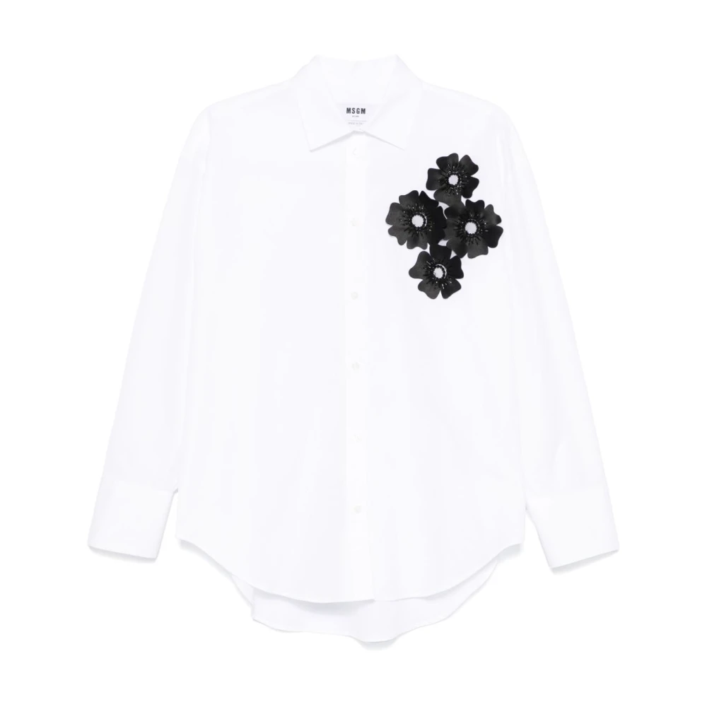 Msgm Witte Button-Up Overhemd Lange Mouw White Dames