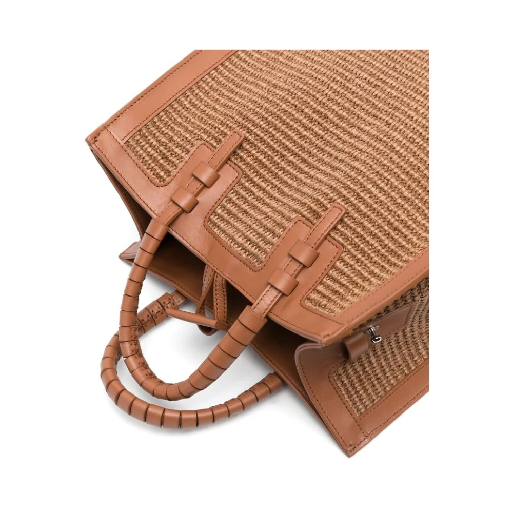 Casadei Bruin Leren Geweven Handtas Brown Dames