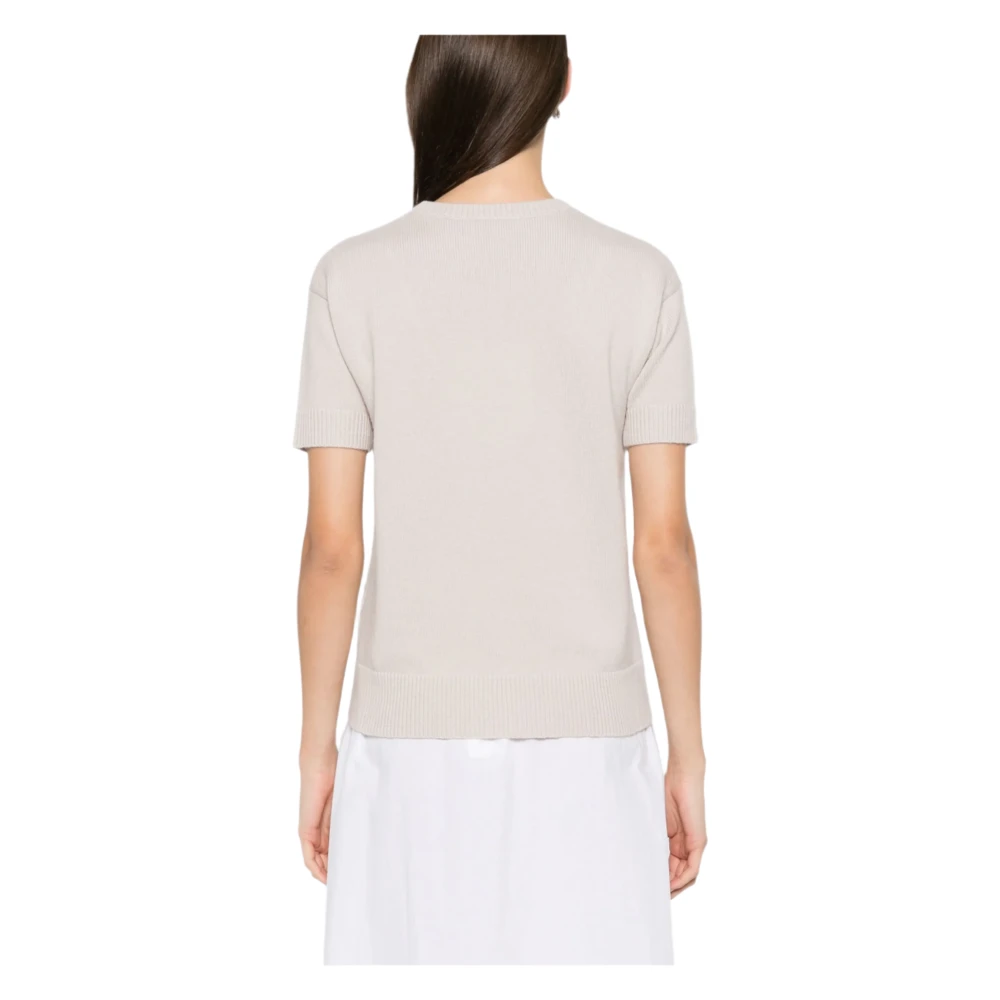 Max Mara Felicia Top met Logo Gebreid Detail Gray Dames
