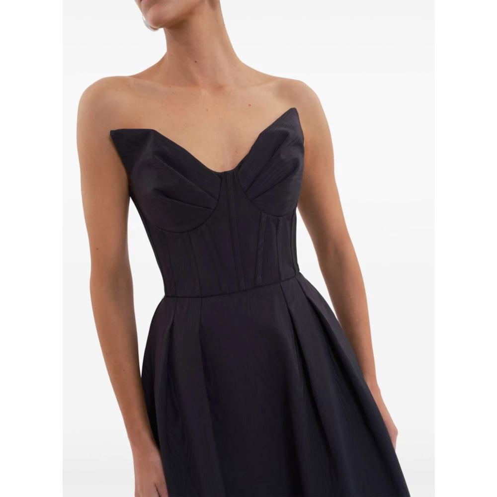 Rebecca Vallance Zwarte Taffeta Midi Jurk met Korset Black Dames
