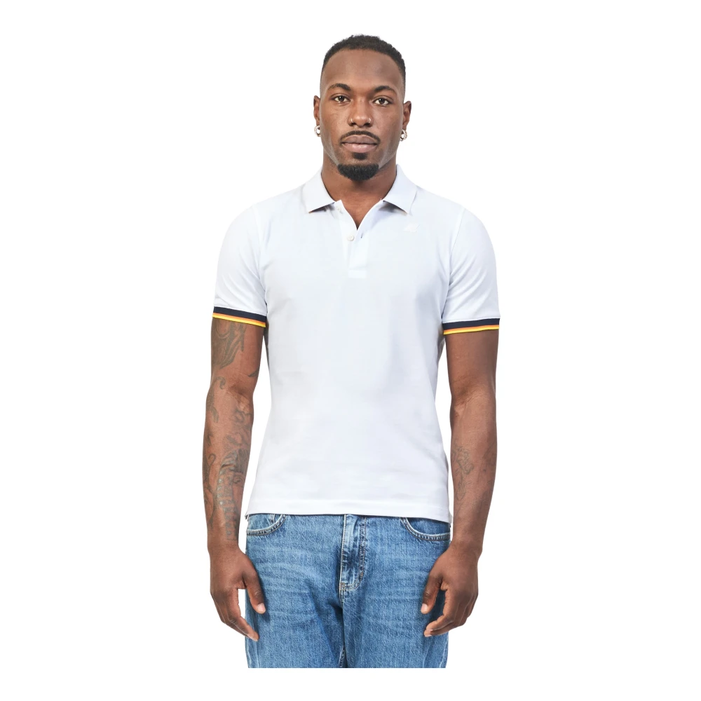 K-way Stretch Katoenen Poloshirt Wit White Heren