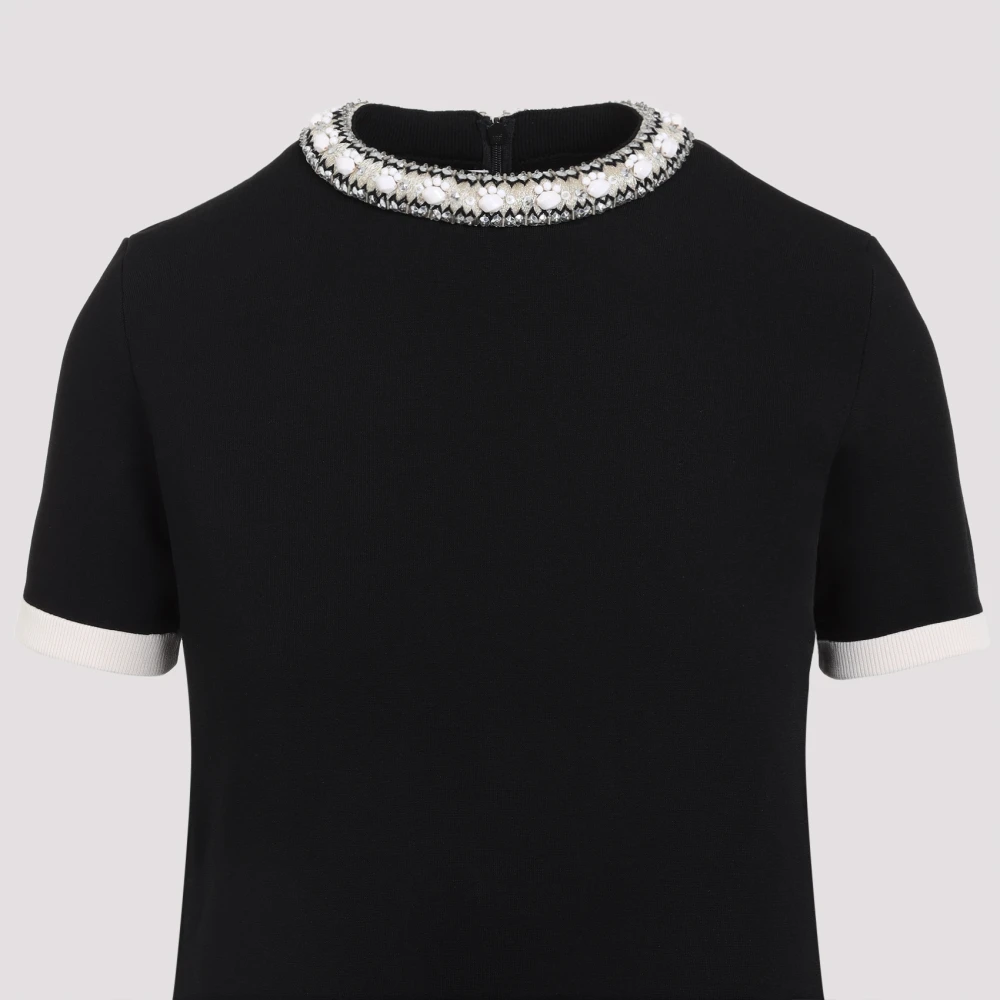 Valentino Elegante Zwart en Ivoor Jurk Black Dames