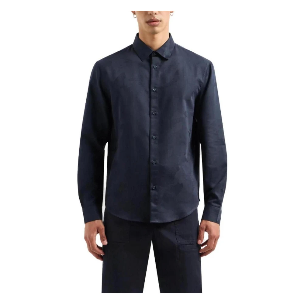 Armani Exchange Men's Blue Long-Sleeved Shirt Spring/Summer Collection