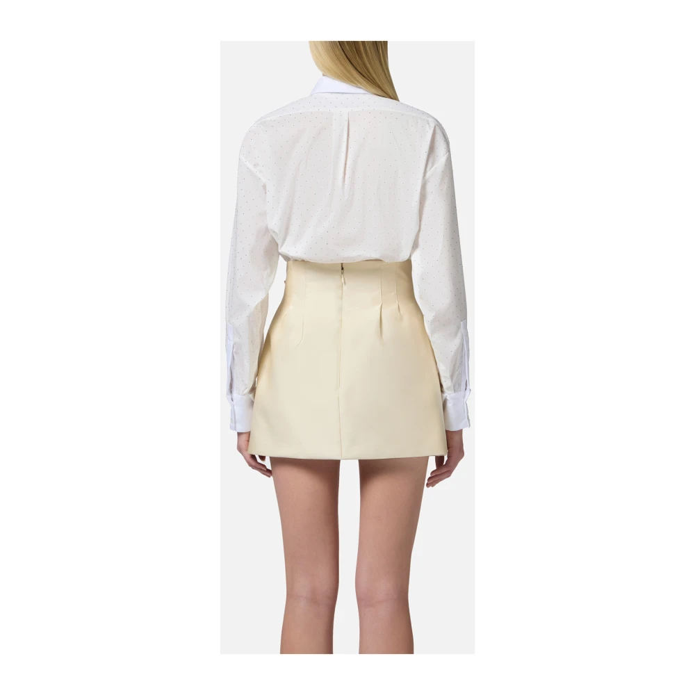 Elisabetta Franchi Strass Knoop Wit Overhemd White Dames