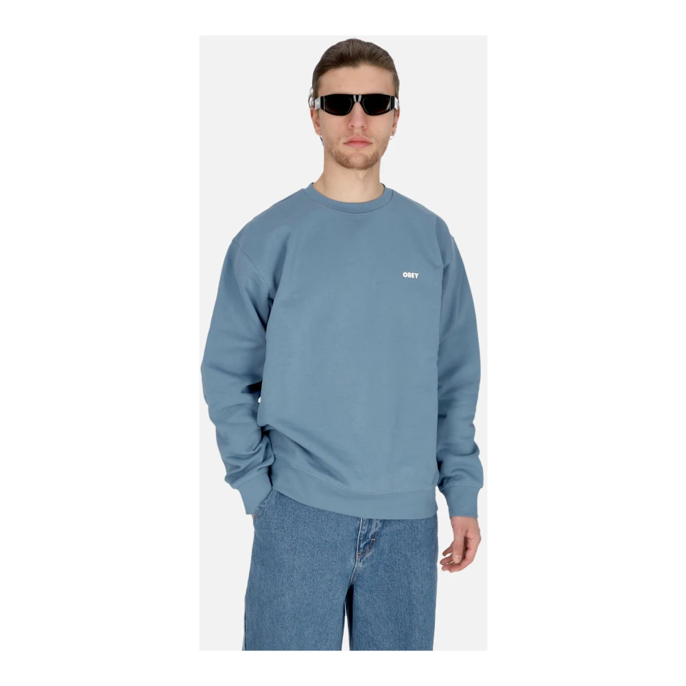 Obey Gedurfd Box Fit Crewneck Sweatshirt Blue Heren