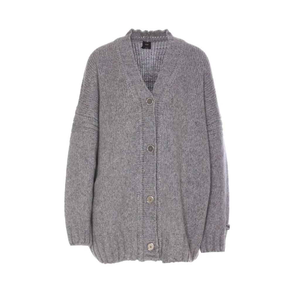Pinko Kat Cardigan Elastische Gebreide Knoopsluiting Gray Dames
