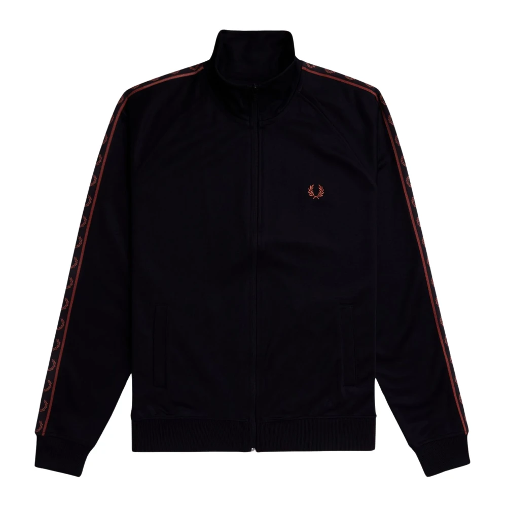 Fred Perry Kontrastband Tracktop Bomull Polyester Regular Fit Black, Herr